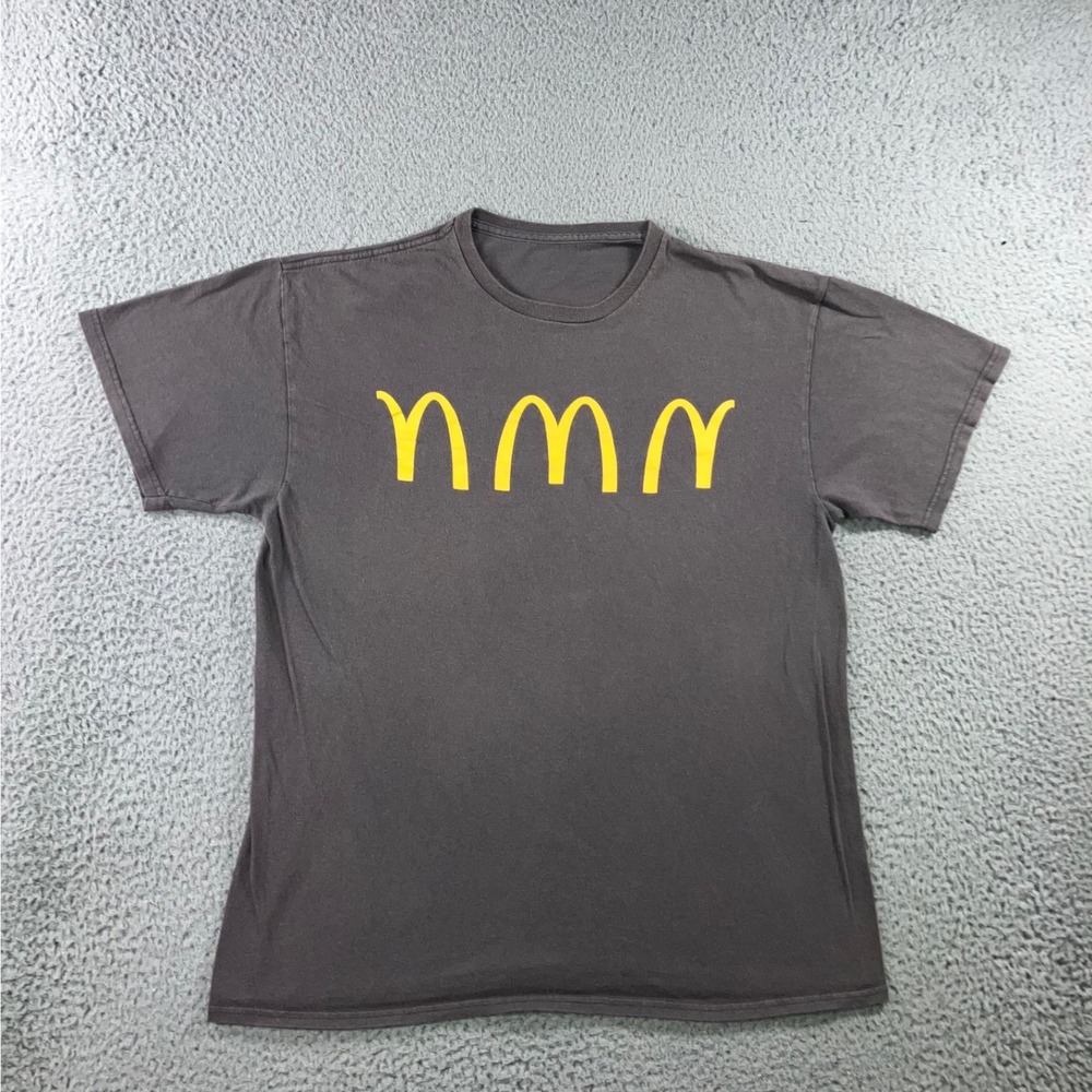 McDonalds Graphic T-Shirt‎ Men L Gray Yellow Arches S/S Retro y2k Tee